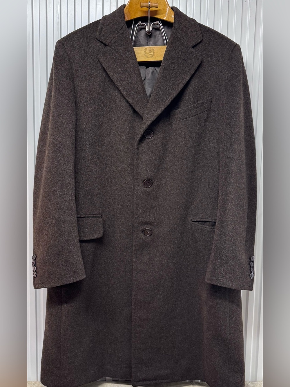 Canali Italy Cashmere Lana Brown Overcoat 52 Coat Luxury